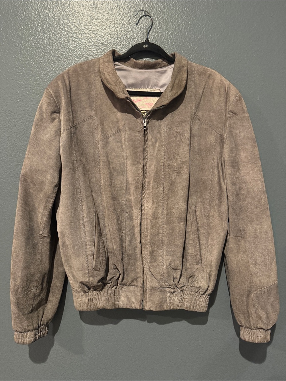 Vtg. Suede Bomber Jacket in Grey